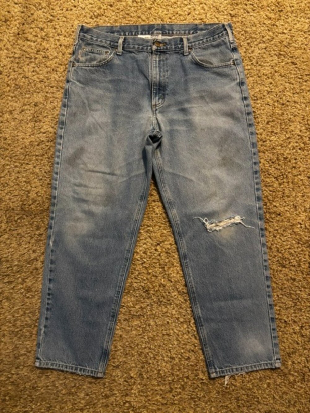 Carhartt B17 DST Jeans Mens 38x30 Relaxed Fit Distressed Faded Workwear